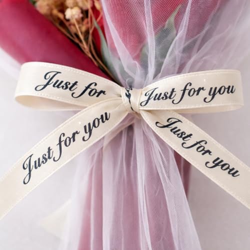 Image of Mini Artificial Red Rose Bouquet for Gifting, Pearl Net Wrapped Flower with inchJust for You inch Ribbon, for Mom, Anniversary, Birthday, Proposal, Desk & Home Decor (Red)
