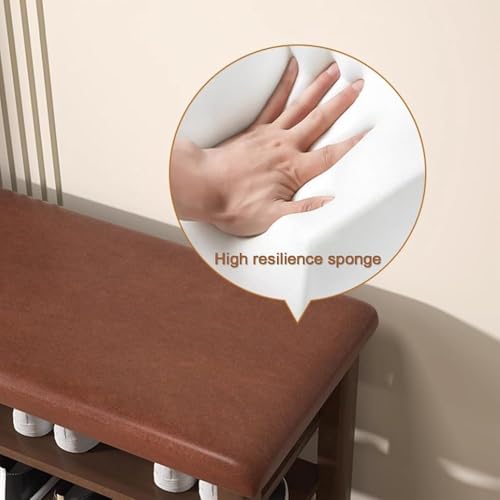 Meuble d'entrée avec banc à chaussures en bois intégré