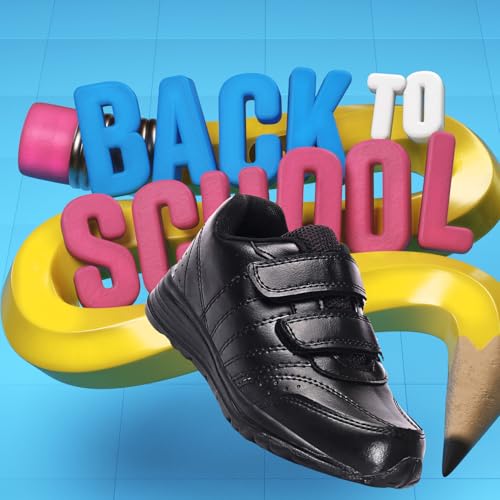 Image of TRASE School Shoes Black for Boys and Girl | Premium Light Weight EVA Sole | White and Black Colors Available| Without Laces 5 Years to 16 Years