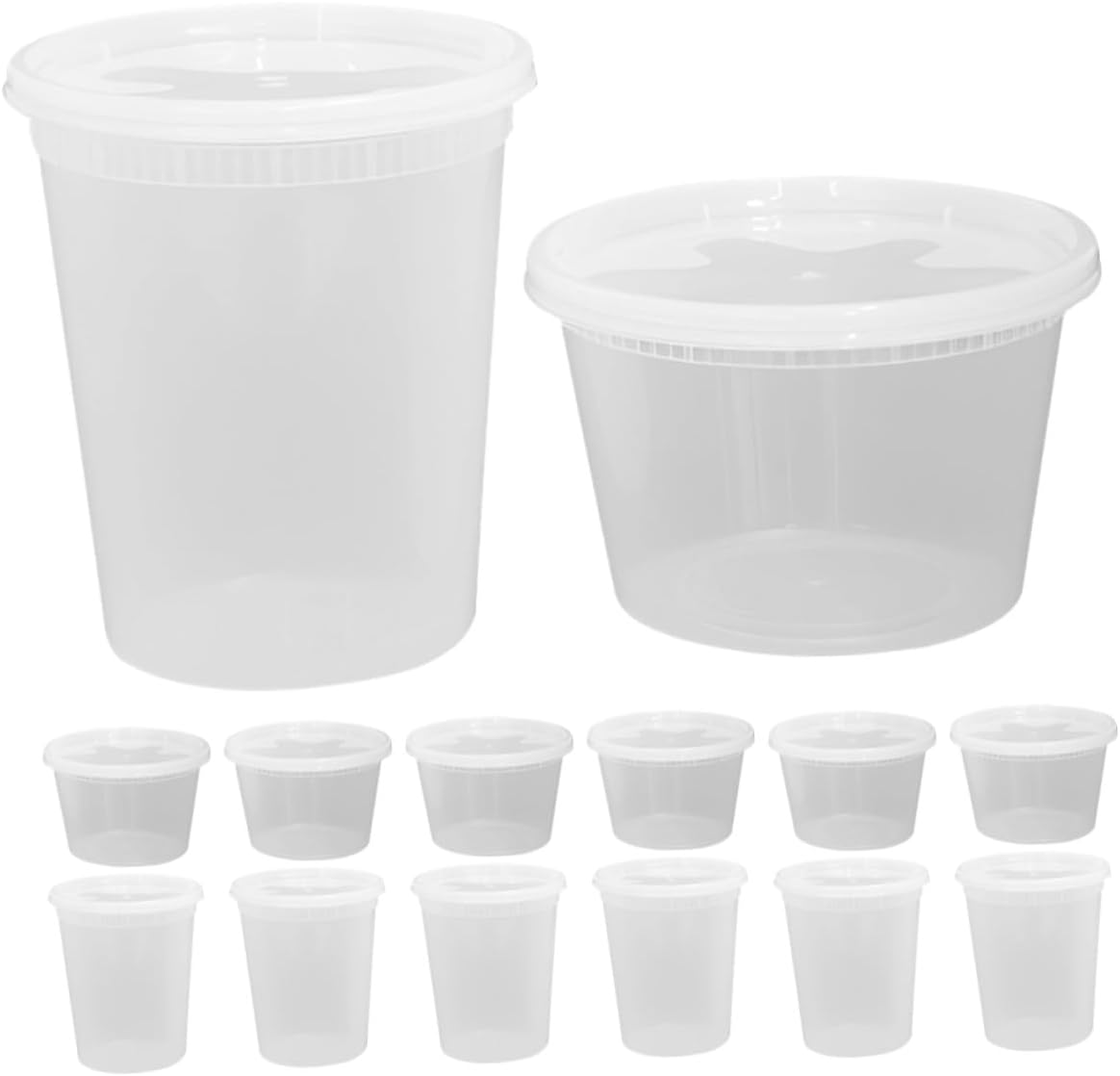 50pcs Takeout Soup Containers with Lids, 16oz and 32oz Disposable Porridge Cups, Heat-resistant Food Packaging Bowls and Beverage Serving
