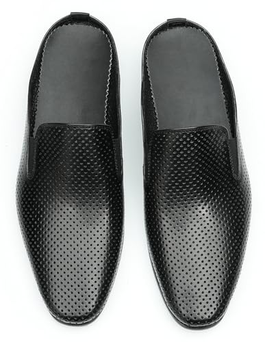 Image of Santimon Men's Mules Formal Dress Loafers Leather Open Back Slippers Business Wedding Casual Fashion Slip On Clogs Sandals Summer Dress Shoes for Men