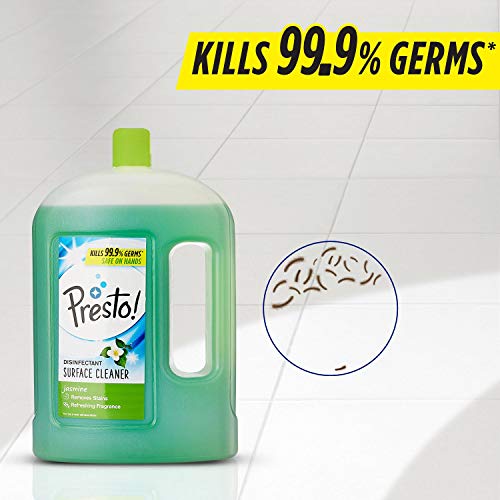 Image of Amazon Brand - Presto! Dish Wash Gel - 2 Litre (Lime) & Toilet Cleaner - 1 L (Pack of 2) & rface /Floor Cleaner - 2 L (Jasmine)