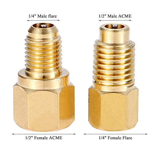 Adaptadores para R12 R22 a R134a - Conexión 1/4" Flare x 1/2" Acme miniatura 6