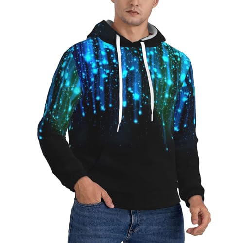 Sweat à capuche en polaire pour hommes décontracté à motif Blue Line Print