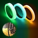 3 Rollen Fluoreszierendes Klebeband, 5M *1CM Selbstklebend Fluoreszierendes Klebeban, Leuchtendes Band Selbstklebend für Straße, Fahrräder, Helme, Motorrad(Blau, Grün, Orange)