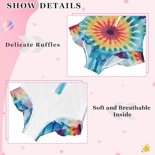 Girls One Piece Swimsuits Long Sleeve Swimsuit Zipper Bathing Suits Rainbow Tiedye V4
