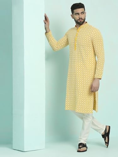 Image of Rajubhai Hargovindas Men's Chikankari Embroidered Cotton Kurta (Ches)