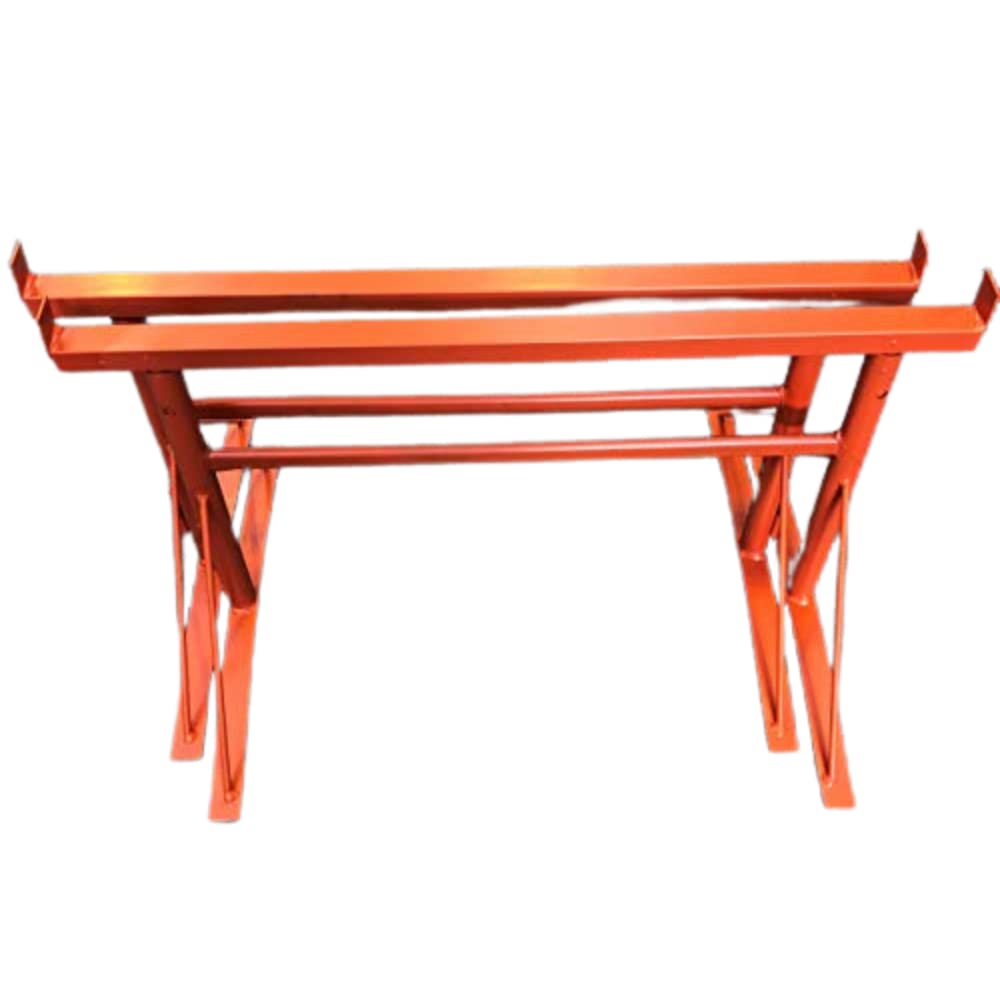 HILL TOP FABRICATIONS LTD - 2 x BUILDERS TRESTLES SIZE NO.1, ADJUST FROM 500mm - 780mm (Trestle Band Stands) SWL 400kg Made In The UK - Powder Coated Orange For Hard-Wearing Finish. Ideal For Builders