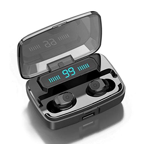 Merymall Auriculares Bluetooth 5.0 Auriculares Inalámbricos - Mini Twins Estéreo In-Ear Auriculares con Caja de Carga de 3500mAh para iOS y Android, 100h reproducción, IPX7