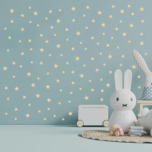 Wall Decals for Kids Room (Beige, Mix Star 112 Pcs)