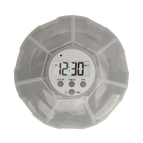 Inteligentny Cotygodniowy Organizator Pigułek, 7 -dniowy Medycyna z Alarmem do Przypomnienia Głosu, Starszy Przyjazny dla Leków Dozownik Leków (WHITE)