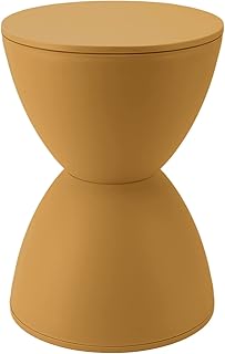 Hourglass Shaped Stool Plastic Modern Simple Nordic Style Household Round Stool for Bathroom Fitting Room,White(Yellow)
