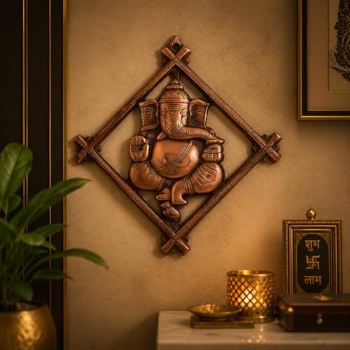 Image of Collectible India Ganesha Idol Wall Hanging Ganesh Lucky Feng Shui Home Decor, Home Decoration Items for Living Room, Wall Hanging Items, Wedding Housewarming Anniversary Birthday Gifts for Women Men