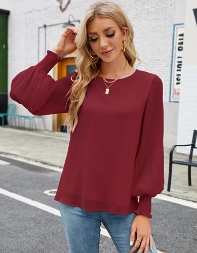 Image of Aifer Womens Tops Dressy Casual Long Sleeve Shirts Chiffon Blouses