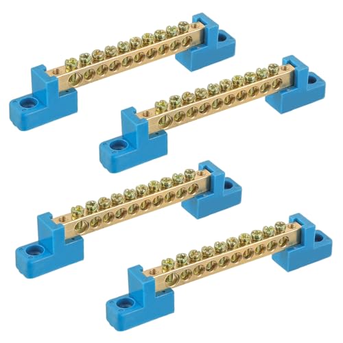 HUAREW Grounding Bus Bar 10 Positions, Ground Bus Bar Terminal Block, Brass Wire Screw Terminal...