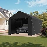 GOJOOASIS 10x20 Carport Heavy Duty Portable Garage Shelter Metal Car Canopy Tent with UV-Resistant & Weatherproof Top Cover for RV & Vehicles (Black, 10x20 with sidewalls)