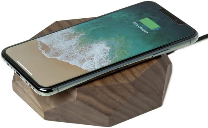 oakywood geometric wireless qi charging station real wood stainless steel 15w fast charging geometric shapes handcrafted in eu walnut
