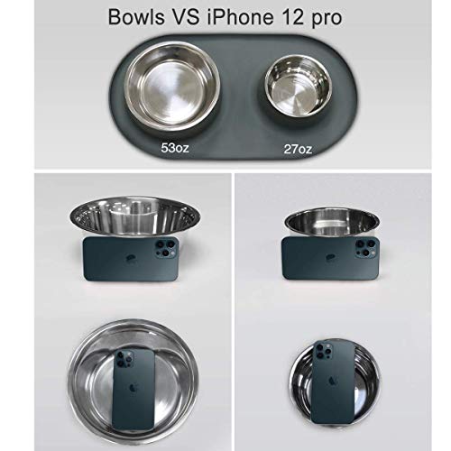 Double Dog Cat Bowls 2 Stainless Steel With No Spill Non-Skid Silicone Mat, Pet Food Water Feeder Bowl For Small Medium Large Dogs, Puppies, And Pets #TOP2