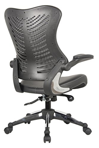 Office Factor Executive Ergonomic Office Chair Back Mesh Bonded Leather Seat Flip-Up Arms Molded Seat With A 55Kg Foam Density Double Handle Mechanism You Can Lock The Back In Any Position (Black) #TOP4