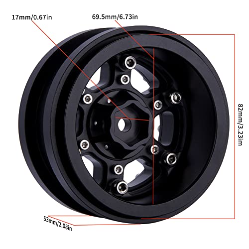 Djx 4Pcs 2.9 Beadlock Wheel Rim Set For 1/6 Rc Crawler Car Axial Scx6 Jlu Wrangler (Black) #TOP4