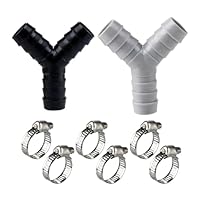 Y-Splitter, Verbindungszubehör für Waschmaschine und Spülmaschine, doppelter Abflussrohrverbinder mit 3 Schlauchschellen, resistent gegen Hitze und Chemikalien, passend für 16–27 mm Schläuche, 2 Stück