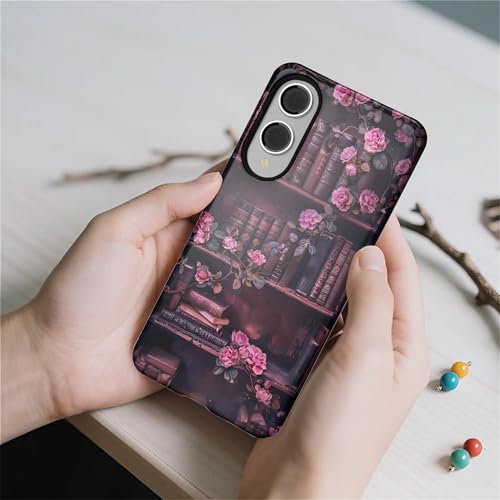 DAIZAG Case for Samsung Galaxy S25 Edge,Mixed 2 Layer Design Shockproof Soft TPU Ddouble Protection Phone Case for Samsung Galaxy S25 Edge-Vintage Bookshelf Rose - image 6
