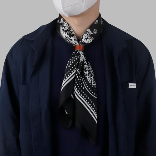 Image of 27.5 Inches Square Silk Feeling Neck Scarf for Men Necktie Silk Bandanas Pocket Square Cowboy Scarves