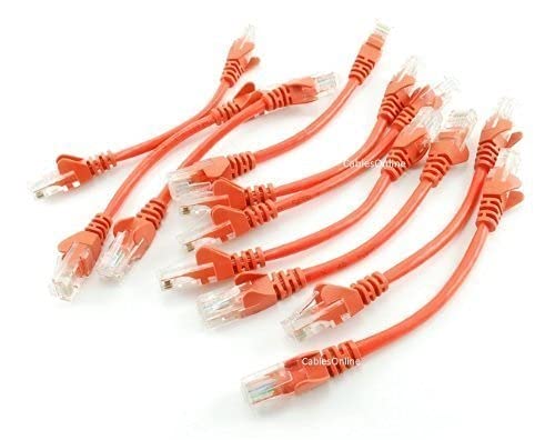 CablesOnline 10-Pack 6inch CAT5e UTP Ethernet RJ45 Full 8-Wire Orange Patch Cable, (U-000OR-10)