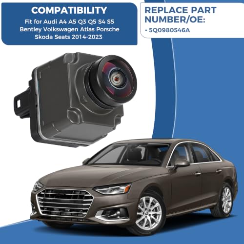 Image of Front Camera Fit for Audi A4 A5 Q3 Q5 S4 S5 Bentley Volkswagen 2014-2023 | Front View Backup Parking Camera Fit for VW Atlas Porsche Skoda Seat Replace# 5Q0980546A 5Q0 980 54 6A V15-74-0039