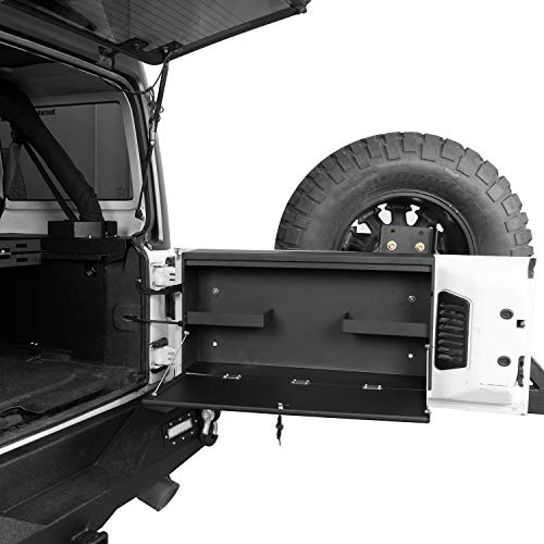 Hooke Road JK Tailgate Table Lock Box Locking Storage Compatible with Jeep Wrangler JK 15-18