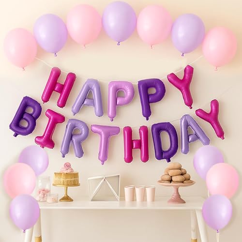 Image of Party Propz Rubber Happy Birthday Banner With Name - Birthday Decoration Kit For Girls, Pastel Balloons For Birthday, Pink Balloons, Happy Birthday Balloon, Birthday Decor Items, 12 Pcs