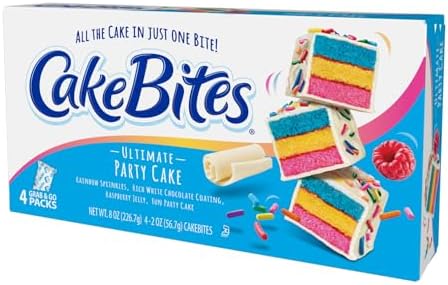 The Original Cakebites by Cookies United, Grab-and-Go Bite-Sized Snack, White Chocolate Italian Rainbow, 4 Pack of 3 Cake bites