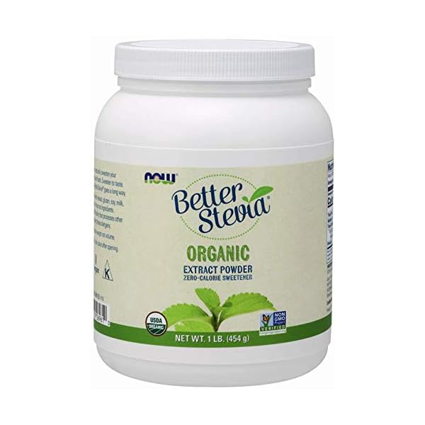 NOW Foods BetterStevia Organic Zero-Calorie Extract Powder, Keto Friendly, Suitable for Diabetics, No Erythritol, 1 Pound