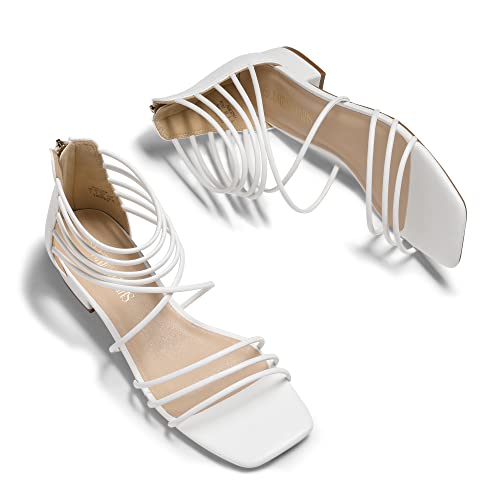Dream Pairs Womens Summer Dressy Flat Sandal Girls Comfortable Gladiator Stappy Low Heel Sandals Shoes, White - 6.5 (Sdfs227W) #TOP3