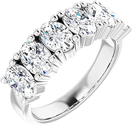 Moissanite World Touch of Paradise Bold Eternity Wedding Band,Oval Cut 6.00CT,VVS1 Clarity, Colorless Moissanite, 925 Sterling Silver, Engagement Ring, Wedding Gift, Perfact for Gift3