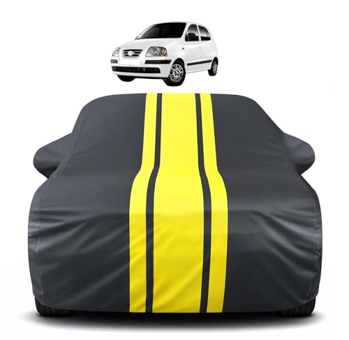 Image of Auto Hub Car Cover Compatible with Hyundai Santroo Xing (Model : 2019-Till Date) with Mirror Pocket, Soft Cotton Lining, Santroo Xing Car Cover Waterproof - Yellow-Black