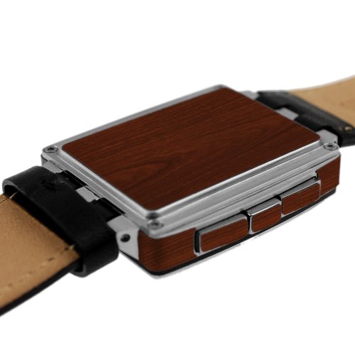 Skinomi Dark Wood Full Body Skin Compatible With Pebble Steel Smartwatch (Full Coverage) Techskin With Anti-Bubble Clear Film Screen Protector #TOP6