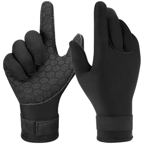 Houbobo Diving Gloves 3mm Neoprene Gloves Diving Gloves Wetsuit Gloves Flexible Anti Slip Surfing Glove with Adjustable Wrist Strap for Scuba Spearfishing Surfing Swimming (M)