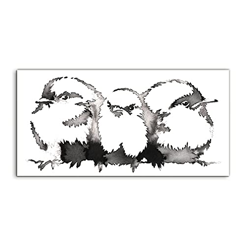 Photo art trempe Birds ink animal image sur verre salon chambre 100x50cm