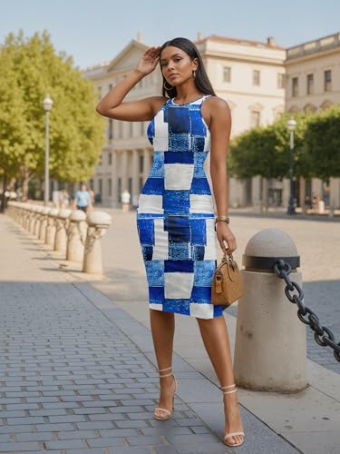 Image of Nimsruc Summer Dresses for Women 2026 Sexy Tank Top Bodycon Pencil Sleeveless Basic Midi Club Dress