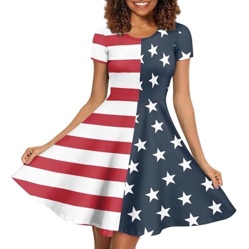 Image of AFPANQZ Womens Casual Summer Lightweight Vintage Dress Short Sleeve Midi Dress Knee-Long Luxury Formal Dress