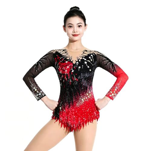 Justaucorps de gymnastique rythmique avec strass brillants premium