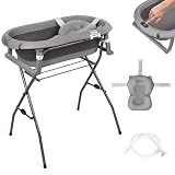 moovkee. Baby Badewanne mit Gestell 80cm – Babybadewanne Faltbar Dunkelgrau