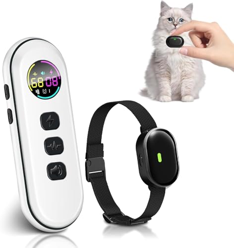Ultra-Small Cat Shock Collar Ultra-Light & Thin Cat Training Collar with 1300ft Remote Tailored for Cats & Small Dogs 198-Level Precise Control Waterproof Rechargeable (Black)