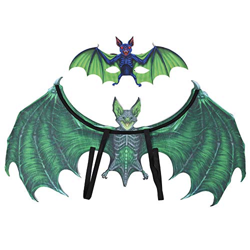 Fantasia de morcego para adultos com asas de morcego, conjunto de escudo de rosto de asa de morcego