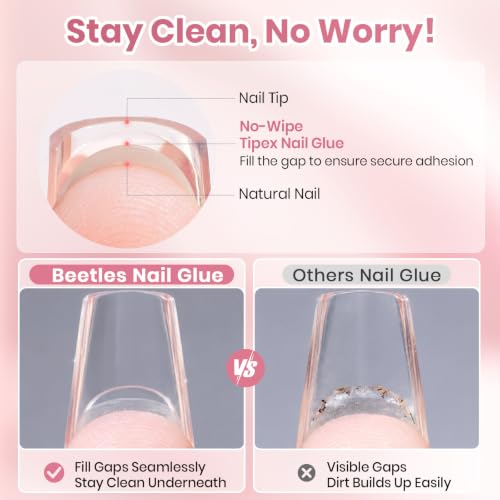 Image of Beetles 2Pcs Nail Glue, Solid Nail Glue for Tipex Instant Apex Nail Tips