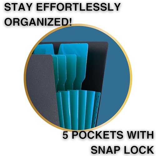Image of SPS 5 Pocket Expanding File Folder Smile Design - Fits A4 & Letter Size Document Organizer, Accordion File Folders, File Holder for Office, School & Home Use - Blue