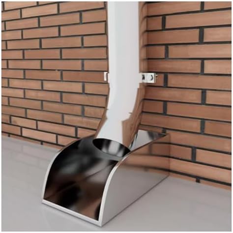 Outdoor Downspout Diverter Gutter System - 304 Stainless Steel Overflow Drain Pipe Extender, Foundation Protection Water Dustpan Splash Tray for Rainwater Management