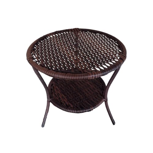 Mesa De Centro Em Junco Sintético Fibra Vime Mesinha Retrô De Canto Mesa De Varanda Sacada
