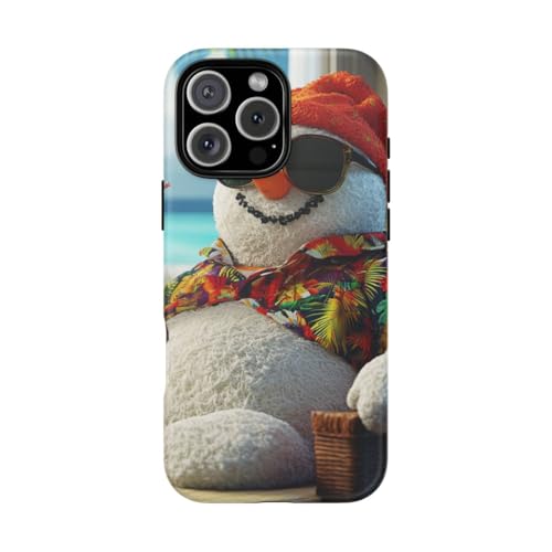 Coque iPhone 16 Pro Max rigide pour voyage design bonhomme de neige